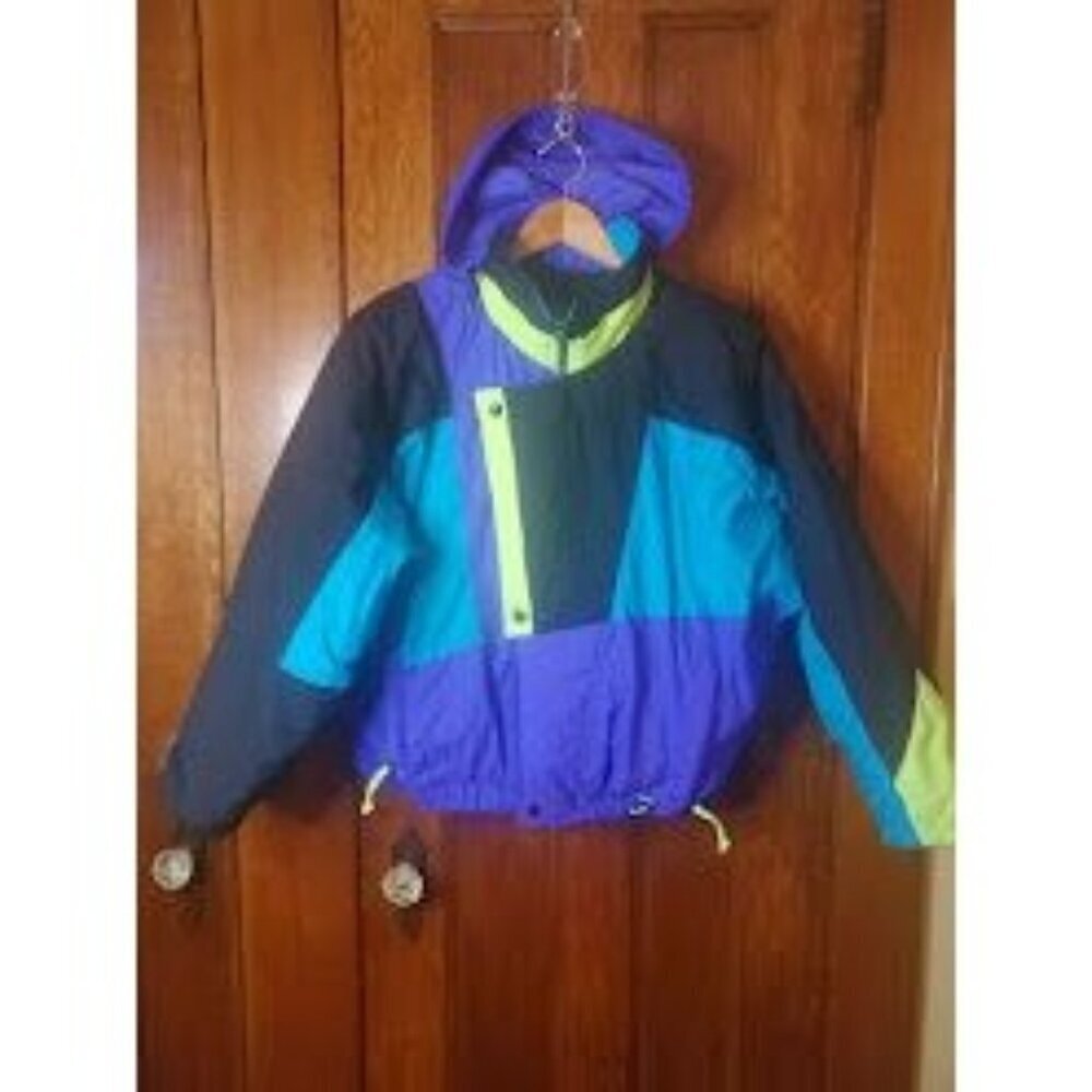 Vintage Pacific Trail Snow Surf Neon Winter Coat 80s 90s Multicolor Nylon Unisex